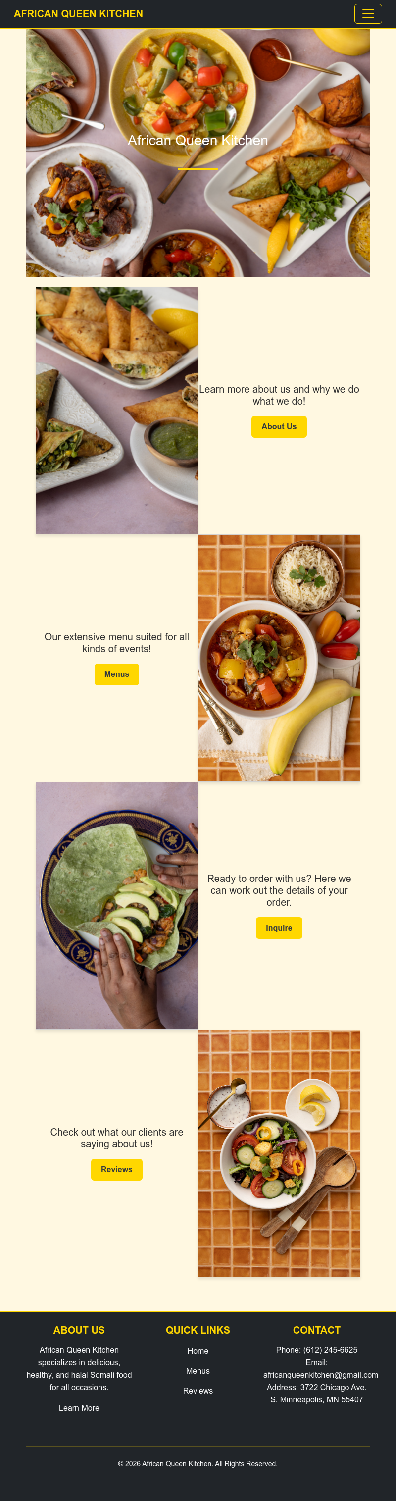 African Queen Kitchen website screenshot